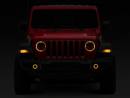 Raxiom 18-23 Jeep Wrangler JL Axial Series 9-In Angel Eye LED Headlights- Blk Housing (Clear Lens)