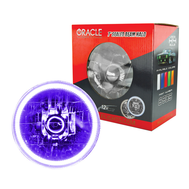 Load image into Gallery viewer, Oracle Pre-Installed Lights 7 IN. Sealed Beam - UV/Purple Halo SEE WARRANTY
