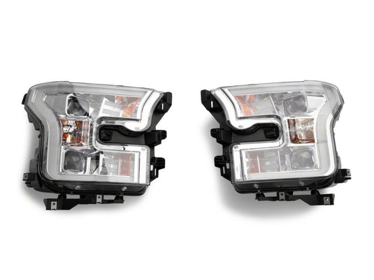 Raxiom 15-17 Ford F-150 Projector Headlights w/ LED Accent- Chrome Housing (Clear Lens)