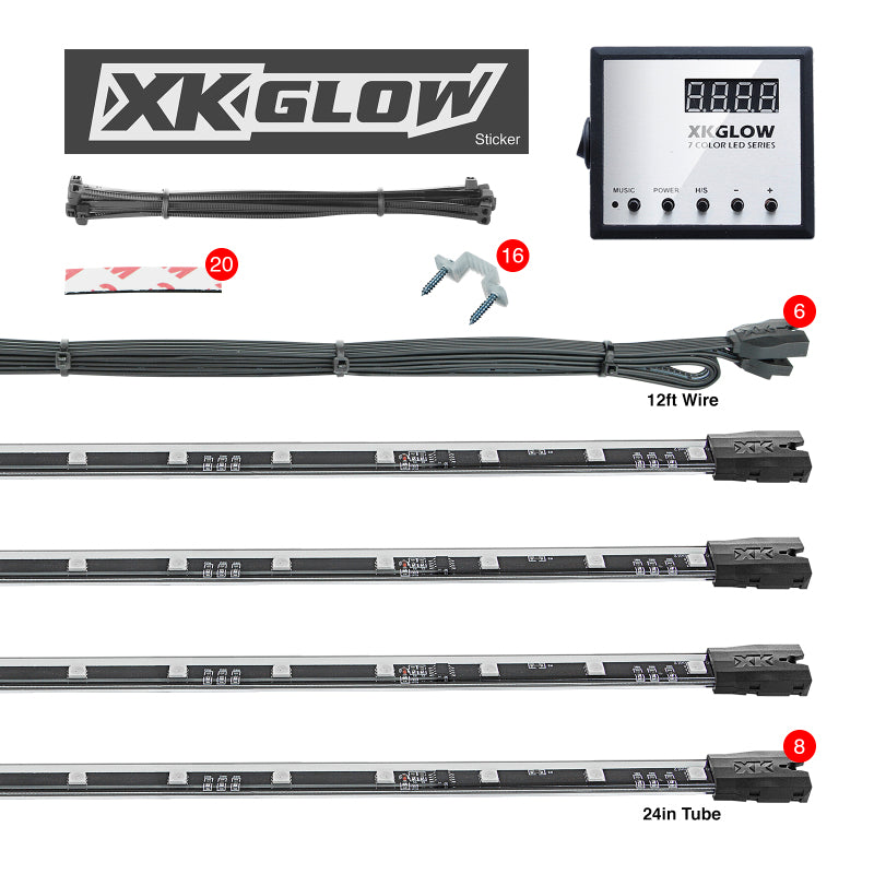 Load image into Gallery viewer, XK Glow 3 Million Color XKGLOW LED Accent Light Car/Truck Kit 8x24In Tubes
