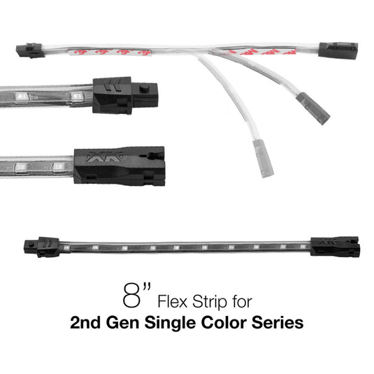 XK Glow Single Color 8in Flex Strip Single Color WHITE - 2nd Gen