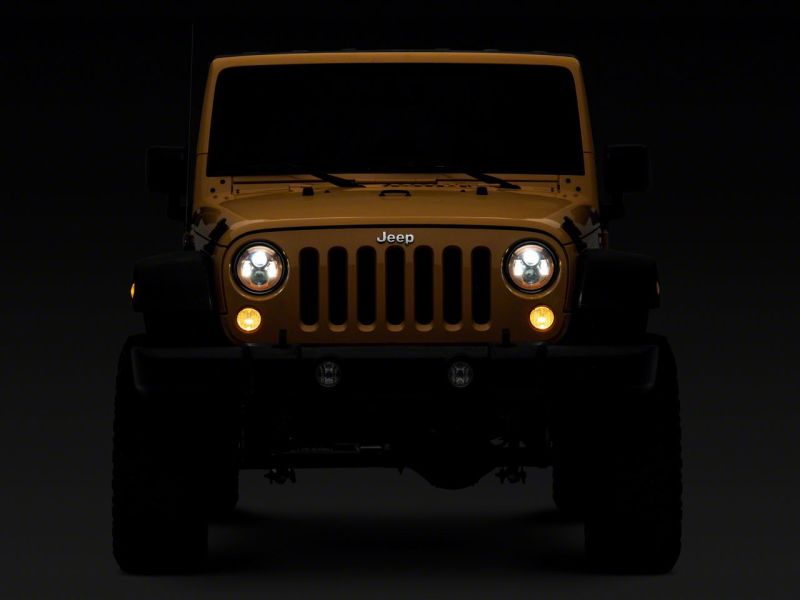 Load image into Gallery viewer, Raxiom 07-18 Jeep Wrangler JK 7-In LED Headlights Orange Housing- Clear Lens
