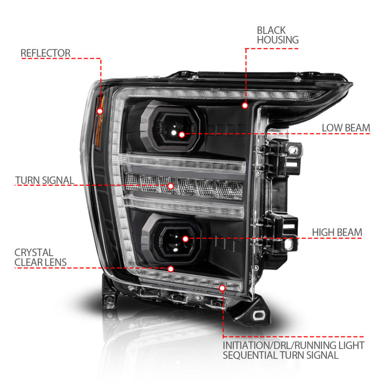 Load image into Gallery viewer, ANZO 21-23 Ford F150 LED Projector Headlight w/Switchback+Sequential - Black (Passenger Side Only)
