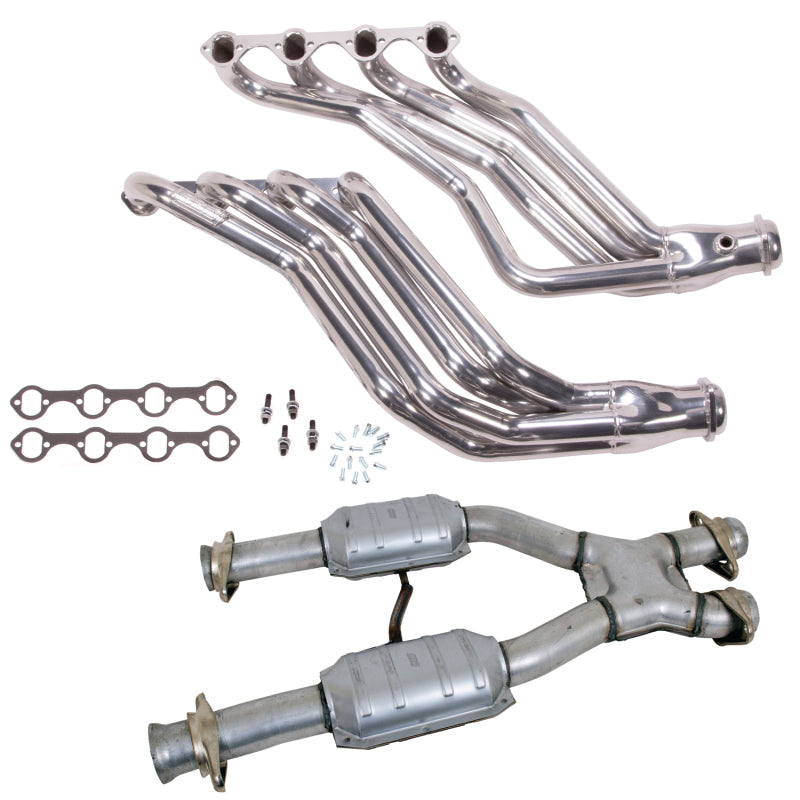 Load image into Gallery viewer, BBK 79-93 Ford Mustang 5.0L 1-3/4 Long Tube Headers w/High Flow Catted X-Pipe (Silver Ceramic)
