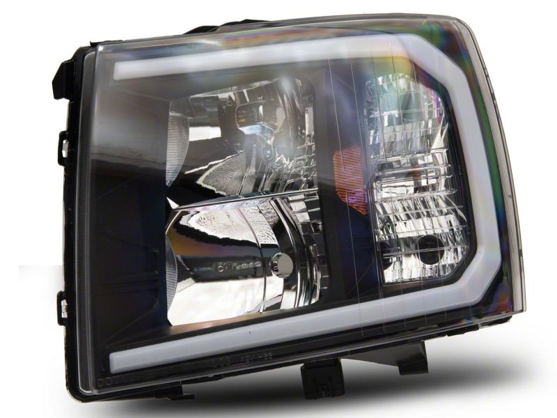 Load image into Gallery viewer, Raxiom 07-13 Chevrolet Silverado 1500 Axial Series Headlights w/ LED Bar- Blk Housing (Clear Lens)
