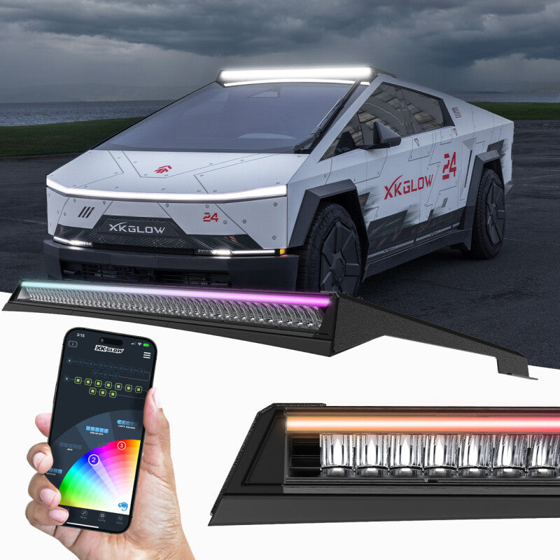 Load image into Gallery viewer, XK Glow Tesla Cybertruck XKmax 50in Roof LED Off-Road Light Bar w/ RGBW Chasing DRL &amp; App Control
