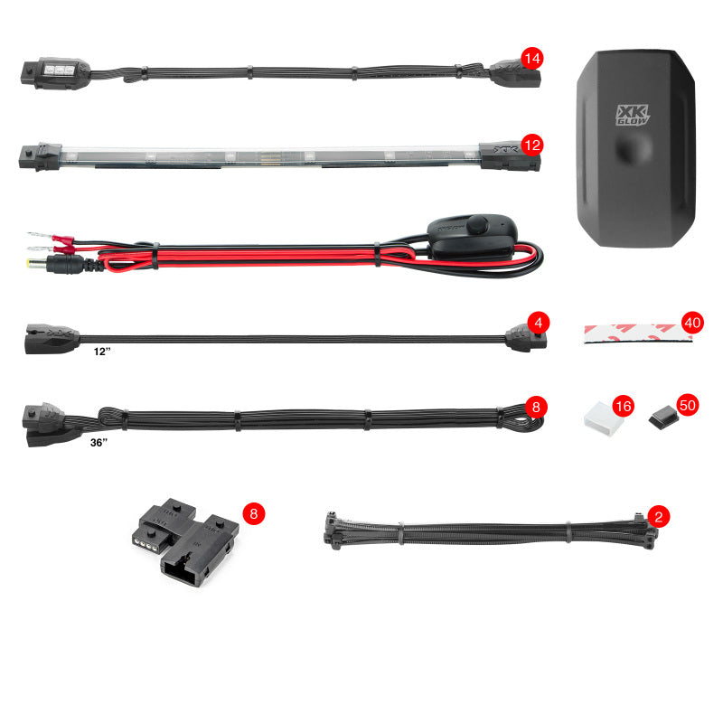 Load image into Gallery viewer, XK Glow Strip Million Color XKCHROME ATV/Motorcycle LED Accent Light Kit (14xPod + 12x10In)
