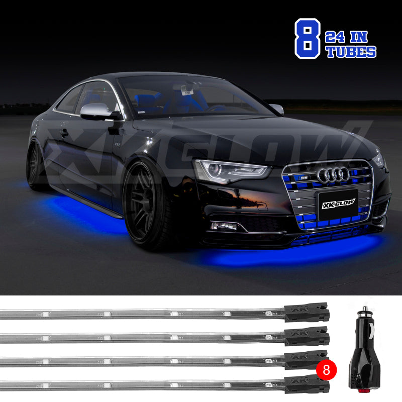 Load image into Gallery viewer, XK Glow Tube Single Color Underglow LED Accent Light Car/Truck Kit Blue - 8x24In
