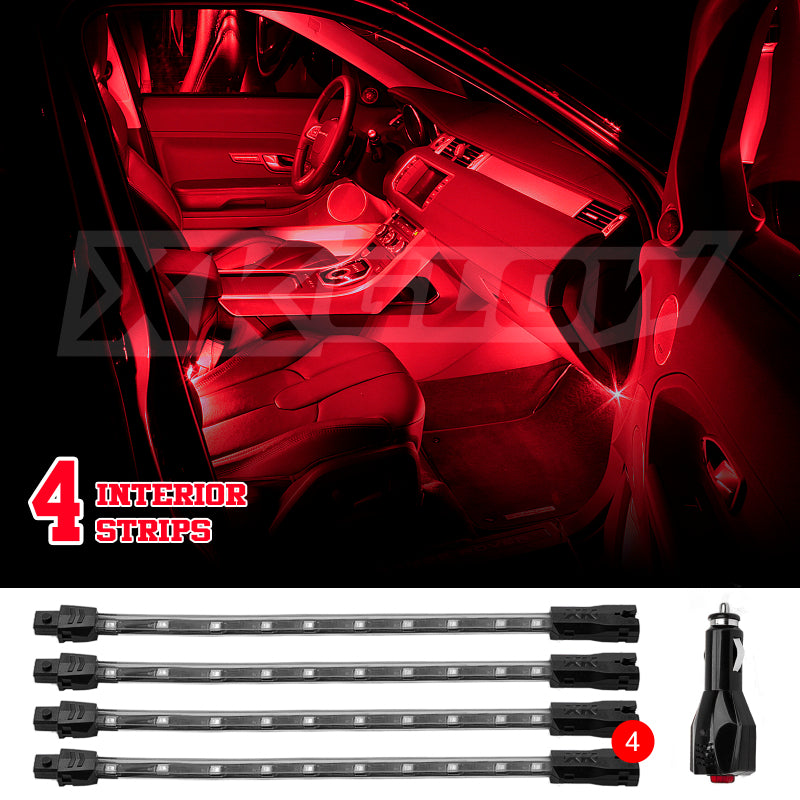 Load image into Gallery viewer, XK Glow Single Color XKGLOW UnderglowLED Accent Light Car/Truck Kit Red - 4x8In
