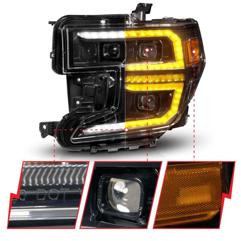Load image into Gallery viewer, ANZO 19-21 GMC Sierra 1500 LED Projector Headlight w/Switchback+Sequential - Black
