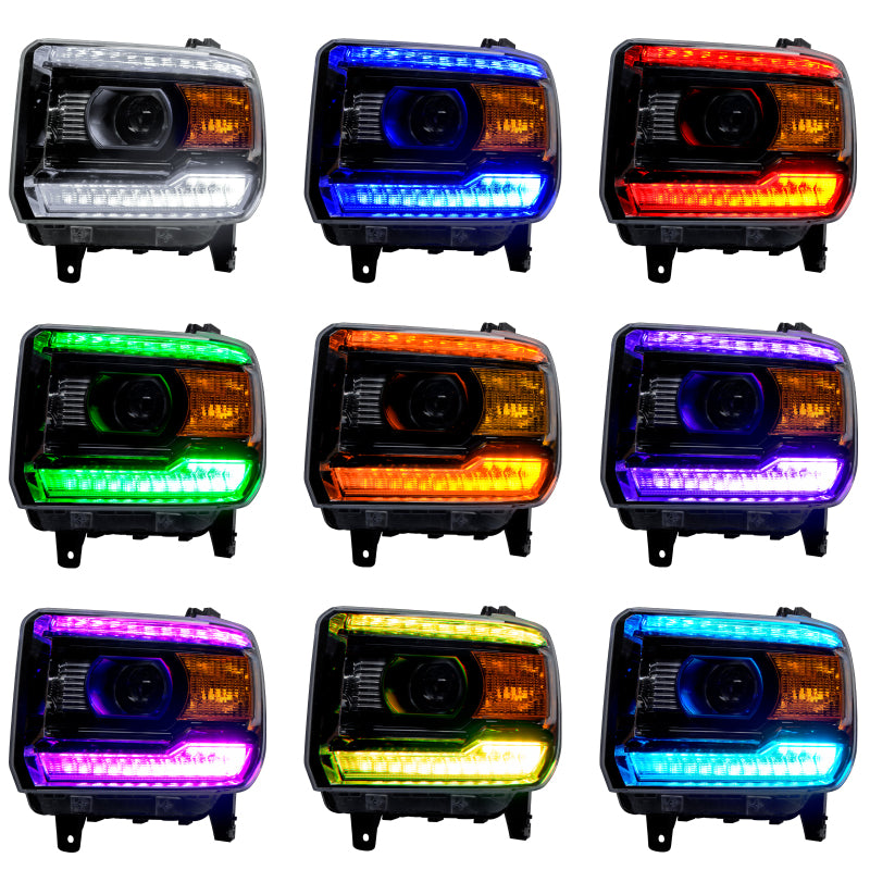 Load image into Gallery viewer, Oracle 14-15 GMC Sierra Headlight DRL Upgrade Kit - ColorSHIFT w/ Simple Controller SEE WARRANTY
