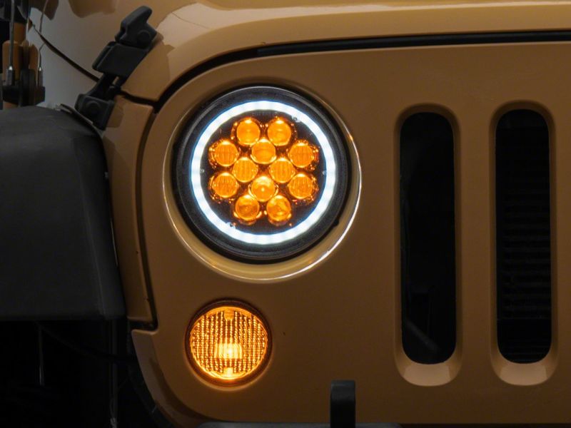 Load image into Gallery viewer, Raxiom 07-18 Jeep Wrangler JK Axial Spider LED Headlights w/Angel Eye Halo- Blk Housing (Clear Lens)
