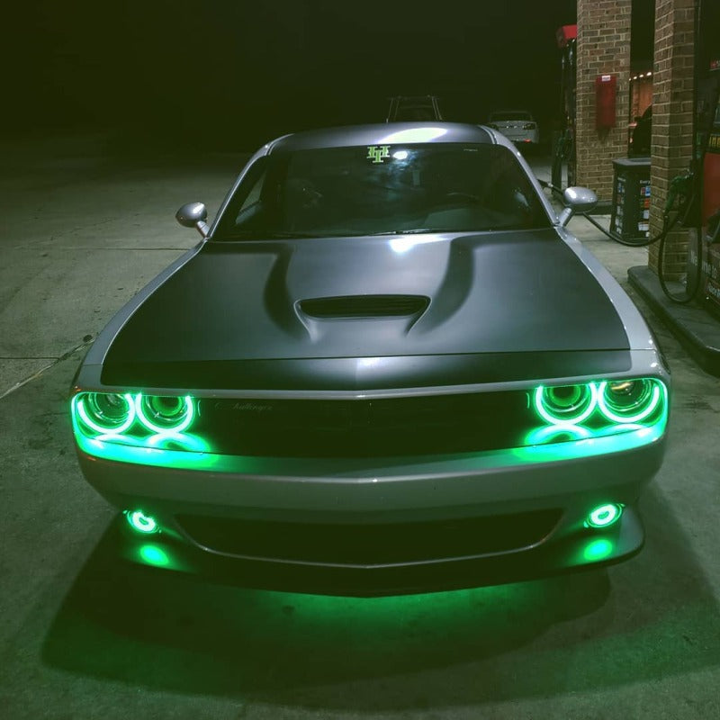 Load image into Gallery viewer, Oracle 15-21 Dodge Challenger Waterproof LED Fog Light Halo Kit - ColorSHIFT
