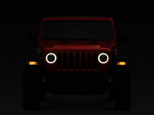 Raxiom 18-22 Jeep Wrangler JL/JT Axial Series LED Headlights- Black Housing (Clear Lens)