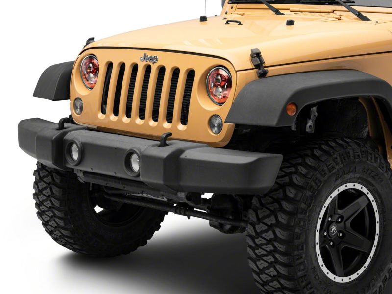 Load image into Gallery viewer, Raxiom 07-18 Jeep Wrangler JK 7-In LED Headlights- Red Housing- Clear Lens
