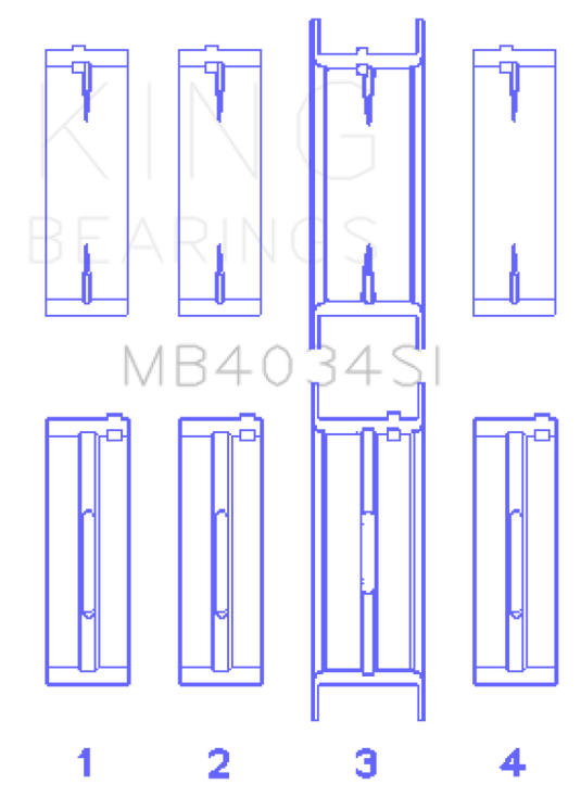 King Engine Bearings Ford 232 (Size +0.50mm) Main Bearing Set