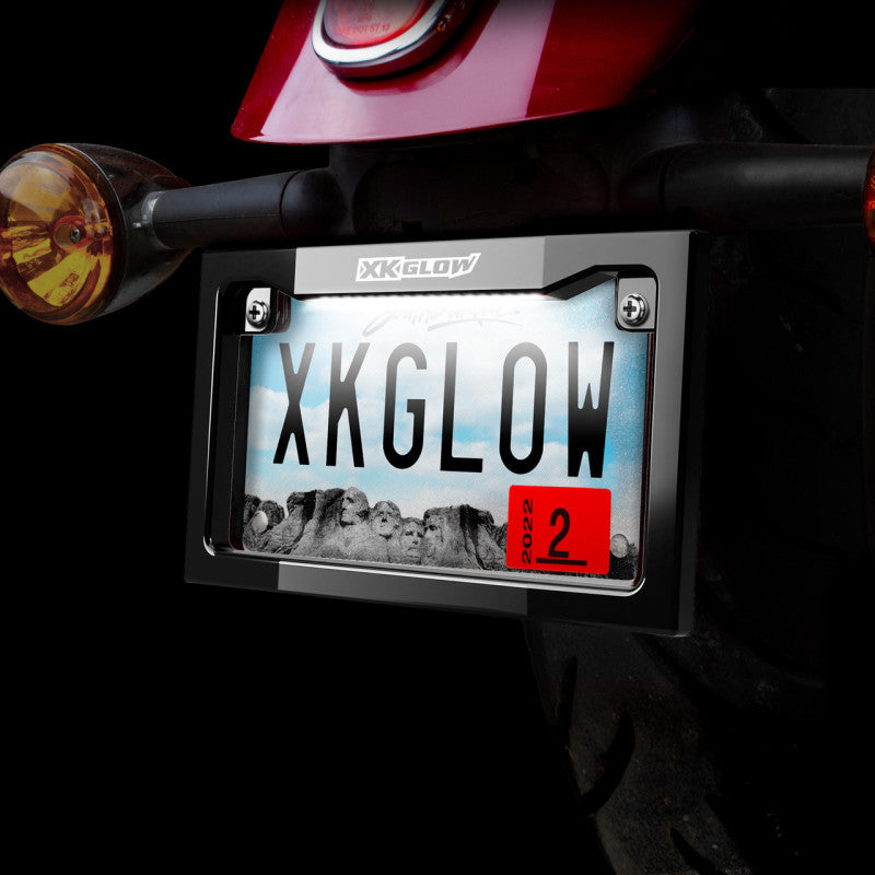 Load image into Gallery viewer, XK Glow Motorcycle License Plate Frame Light w/ White LED - Chrome
