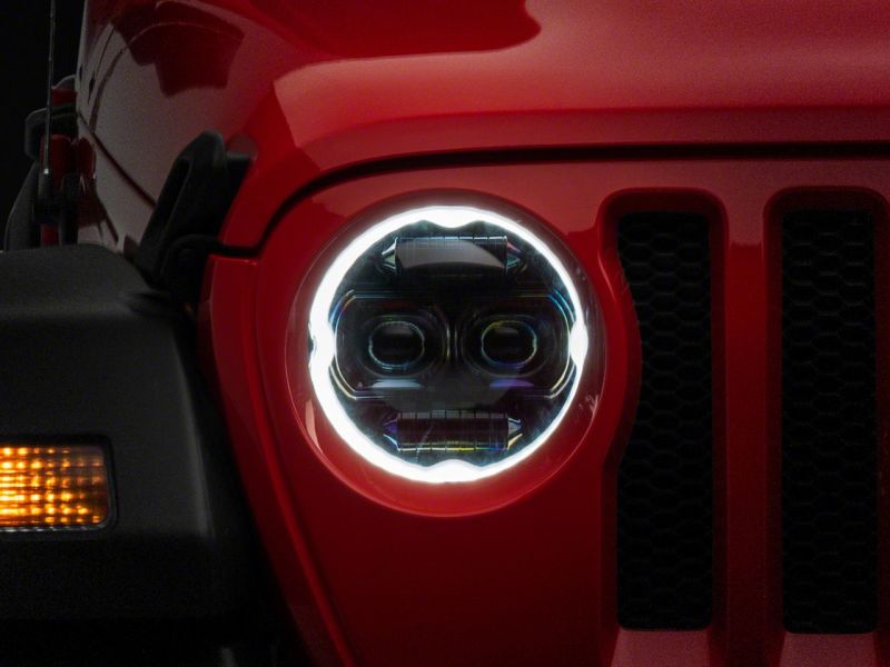 Load image into Gallery viewer, Raxiom 18-23 Jeep Wrangler JL Axial Series 9-In Angel Eye LED Headlights- Blk Housing (Clear Lens)
