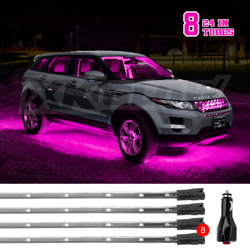 Load image into Gallery viewer, XK Glow Tube Single Color Underglow LED Accent Light Car/Truck Kit Pink - 8x24In
