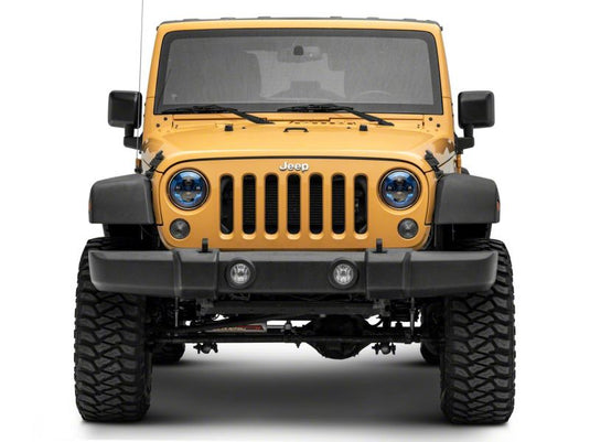 Raxiom 07-18 Jeep Wrangler JK 7-In LED Headlights- Blue Housing- Clear Lens