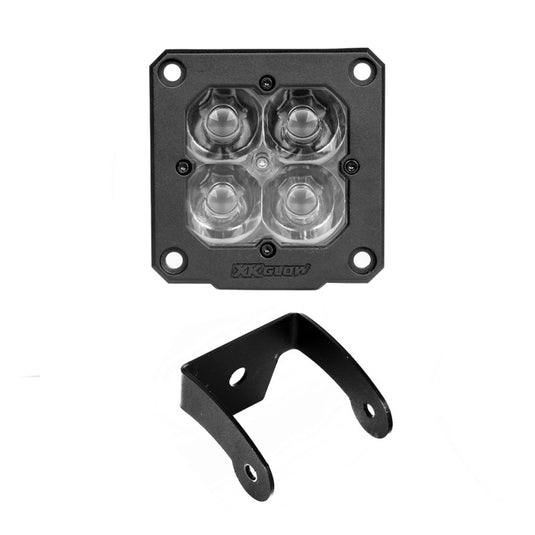 XK Glow Flush Mount XKchrome 20w LED Cube Light w/ RGB Accent Light Kit w/ Controller- Fog Beam 2pc