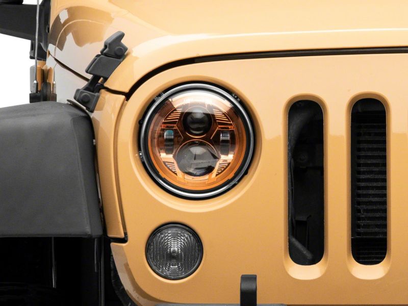 Load image into Gallery viewer, Raxiom 07-18 Jeep Wrangler JK 7-In LED Headlights Orange Housing- Clear Lens
