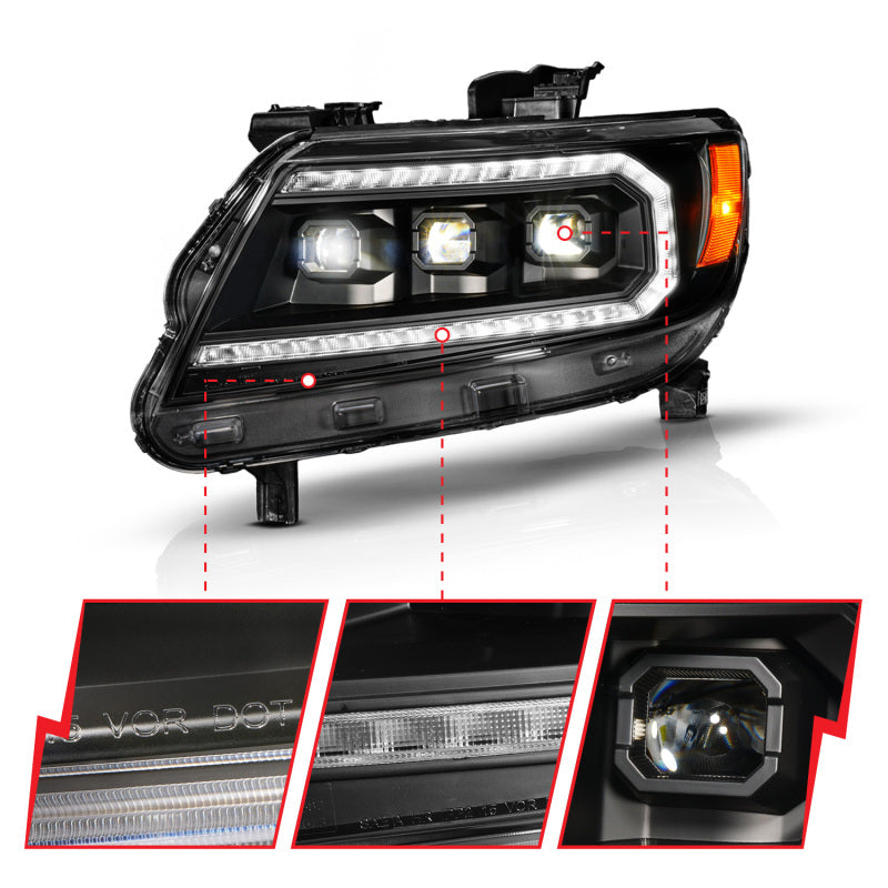 Load image into Gallery viewer, ANZO 15-22 Chevy Colorado Blk Housing Full LED DRL Projector Headlight w/ Sequential Light Bar
