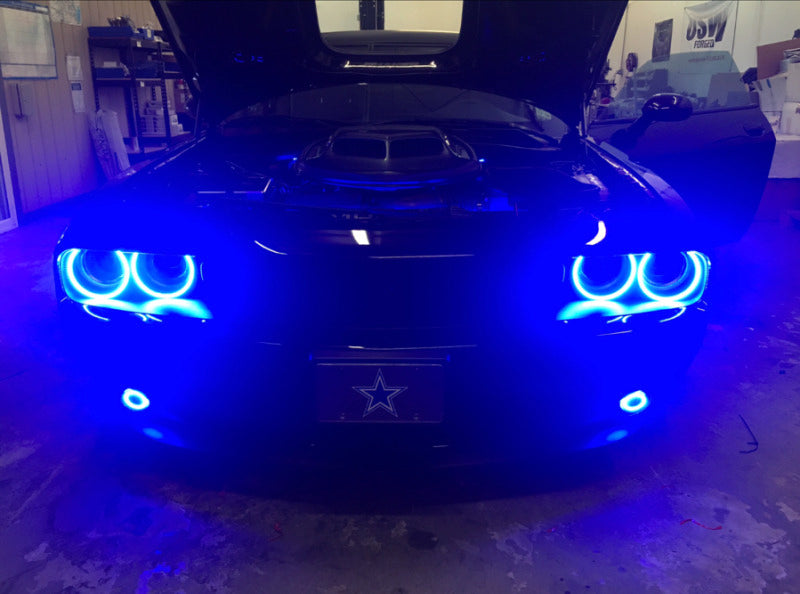 Load image into Gallery viewer, Oracle 15-21 Dodge Challenger Waterproof LED Fog Light Halo Kit - ColorSHIFT
