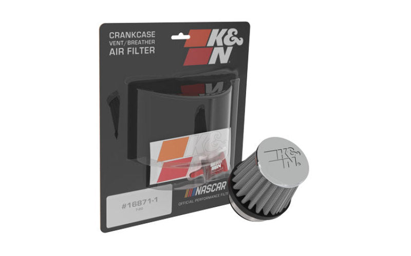 Load image into Gallery viewer, K&amp;N Universal Chrome Filter 1 3/8 inch FLG / 2 1/2 inch Base / 2 inch Top / 2 1/4 inch Height
