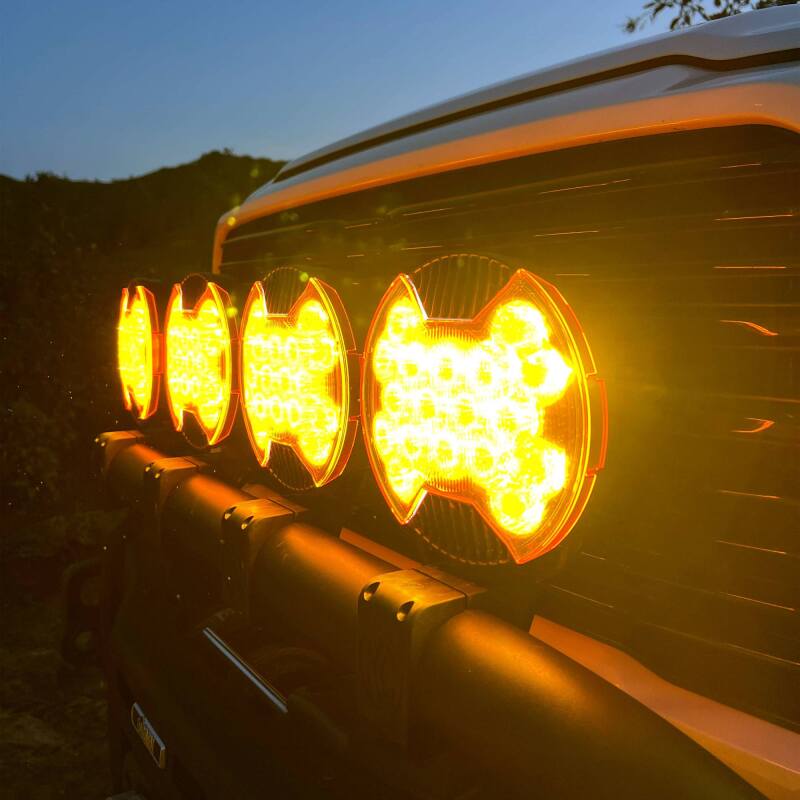 Load image into Gallery viewer, KC HiLiTES SlimLite 8in. LED Light Shield SAE Driving (Shield Only) - Selective Yellow
