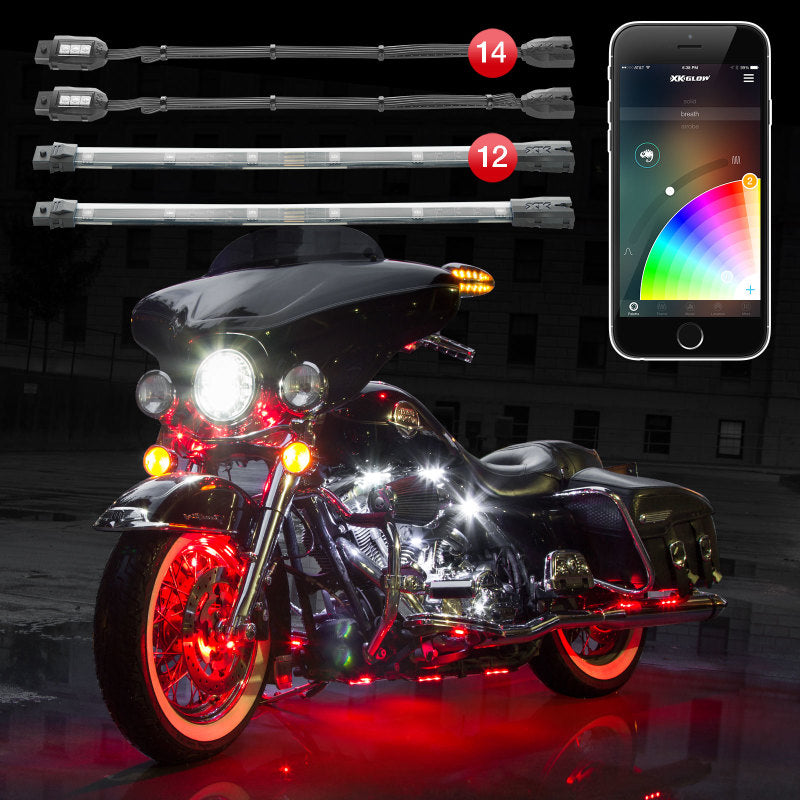 Load image into Gallery viewer, XK Glow Strip Million Color XKCHROME ATV/Motorcycle LED Accent Light Kit (14xPod + 12x10In)
