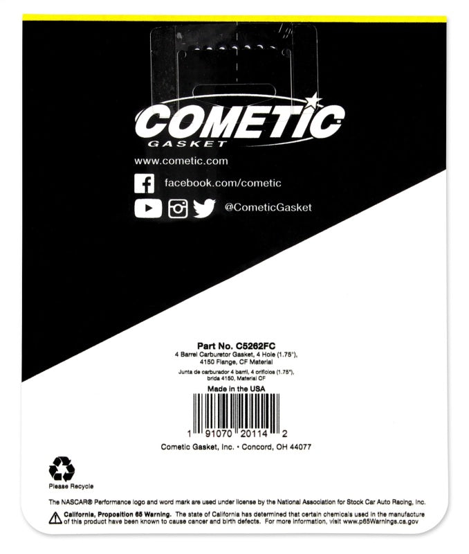 Load image into Gallery viewer, Cometic Holley 4 BBL .060in Fiber Carburetor Mounting Gasket - 4 Hole - 1.750in Holes
