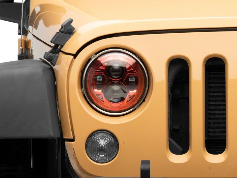 Load image into Gallery viewer, Raxiom 07-18 Jeep Wrangler JK 7-In LED Headlights- Red Housing- Clear Lens
