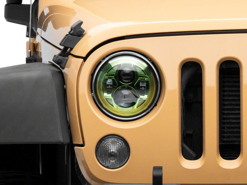 Load image into Gallery viewer, Raxiom 07-18 Jeep Wrangler JK 7-In LED Headlights Green Housing- Clear Lens
