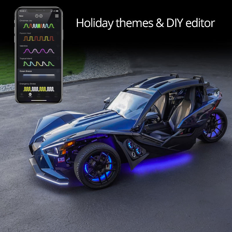 Load image into Gallery viewer, XK Glow LED Underglow Light Kit for Polaris Slingshot XKCHROME Smartphone App Controller (Standard)
