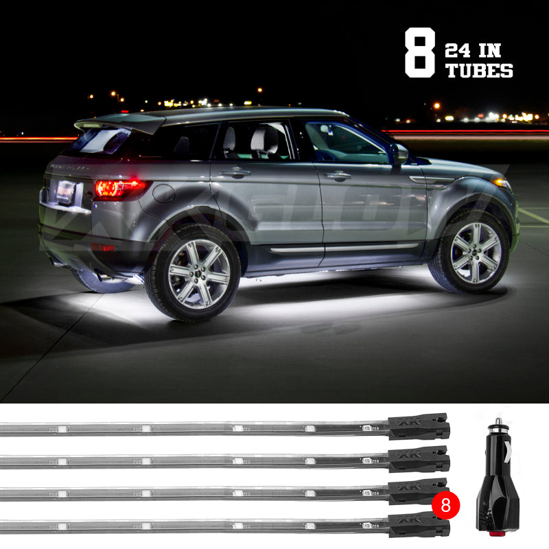 Load image into Gallery viewer, XK Glow Tube Single Color Underglow LED Accent Light Car/Truck Kit White - 8x24In
