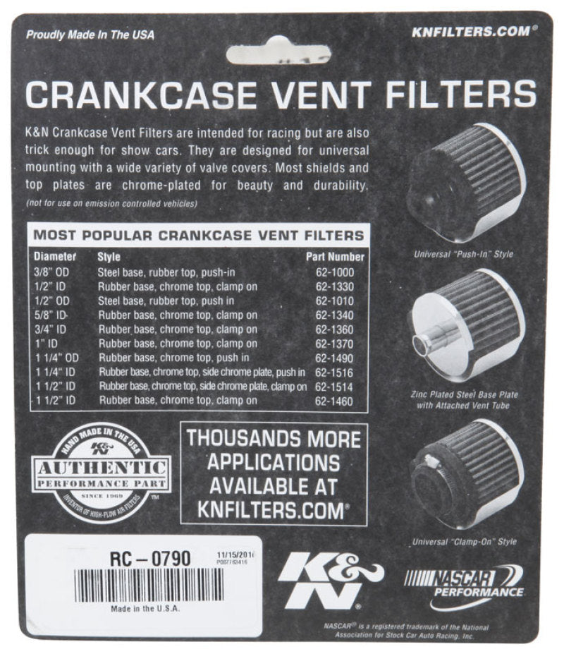Load image into Gallery viewer, K&amp;N Universal Chrome Filter 1 3/8 inch FLG / 2 1/2 inch Base / 2 inch Top / 2 1/4 inch Height
