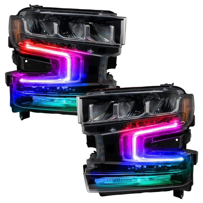 Load image into Gallery viewer, Oracle 19-21 Chevy Silverado 1500 RGB+W Headlight DRL Upgrade Kit - ColorSHIFT 2
