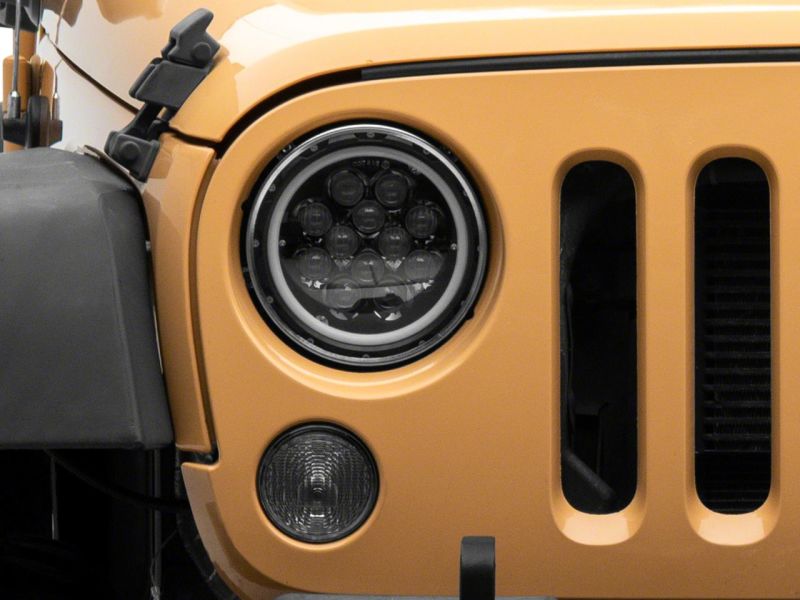 Load image into Gallery viewer, Raxiom 07-18 Jeep Wrangler JK Axial Spider LED Headlights w/Angel Eye Halo- Blk Housing (Clear Lens)
