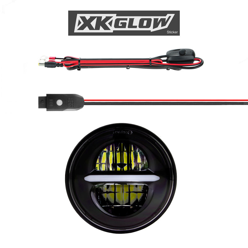 Load image into Gallery viewer, XK Glow Black Bezel 5.75in XKchrome LED headlight
