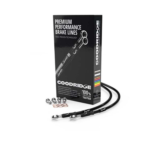Goodridge 15-17 Harley-Davidson FLSTF/FXSB (w/ABS) Clear Front Brake Line w/Black Fitting