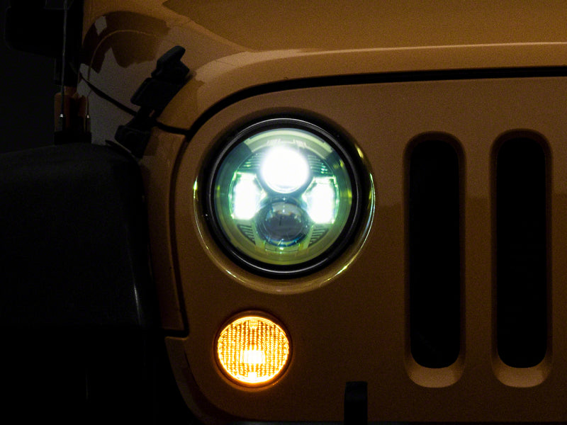 Load image into Gallery viewer, Raxiom 07-18 Jeep Wrangler JK 7-In LED Headlights Green Housing- Clear Lens
