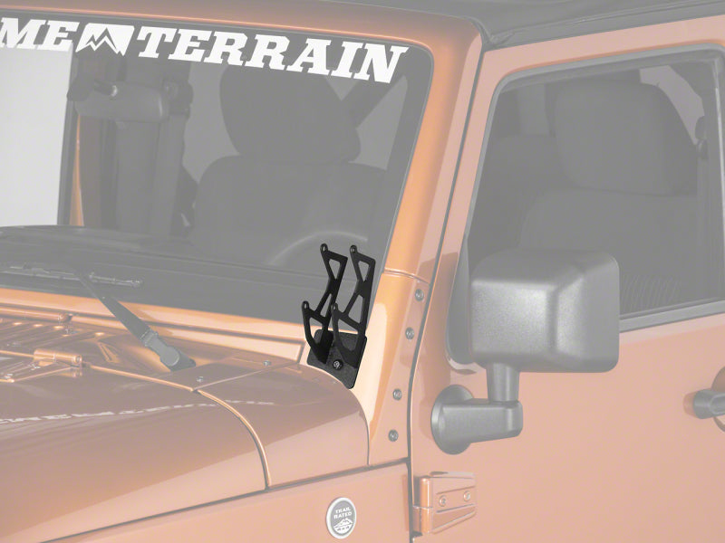 Load image into Gallery viewer, Raxiom 07-18 Jeep Wrangler JK Windshield Mounted Dual Light Brackets
