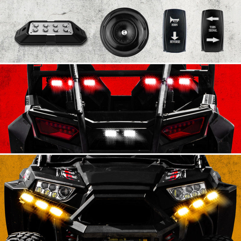 Load image into Gallery viewer, XK Glow ATV UTV Standard DOT Street Legal Conversion Signal/Horn Kit - 2 White 2 Red 2 Amber Pods
