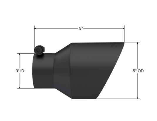 MBRP Universal 3in Hex Tip 5in Inlet 8in Length Dual Wall Exhaust Tip - Black Coated