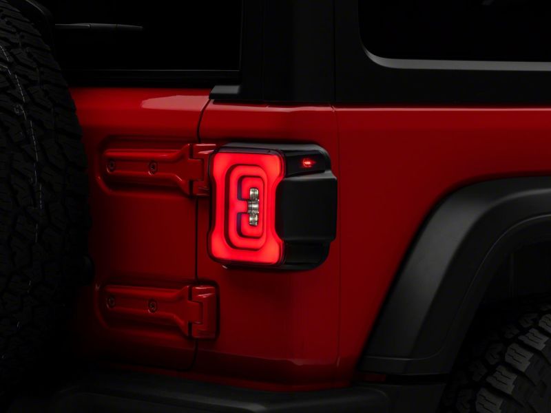 Load image into Gallery viewer, Raxiom 18-23 Jeep Wrangler JL Axial Series Carver LED Tail Lights- Blk Housing (Smoked Lens)
