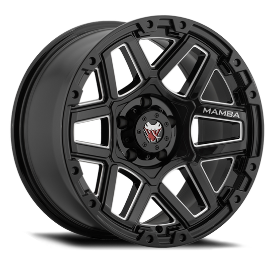 Mamba M23 17x9 5x139.7 ET12 Gloss Black w/ Machined Ball Cut