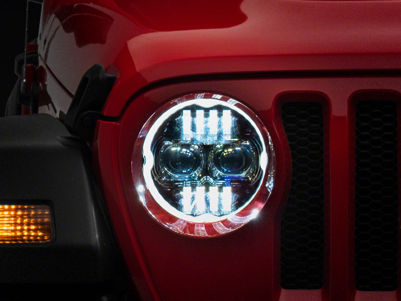 Load image into Gallery viewer, Raxiom 18-23 Jeep Wrangler JL Axial Series 9-In Angel Eye LED Headlights- Blk Housing (Clear Lens)
