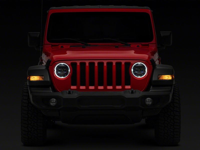 Load image into Gallery viewer, Raxiom 18-23 Jeep Wrangler JL Axial Series 9-In Angel Eye LED Headlights- Blk Housing (Clear Lens)
