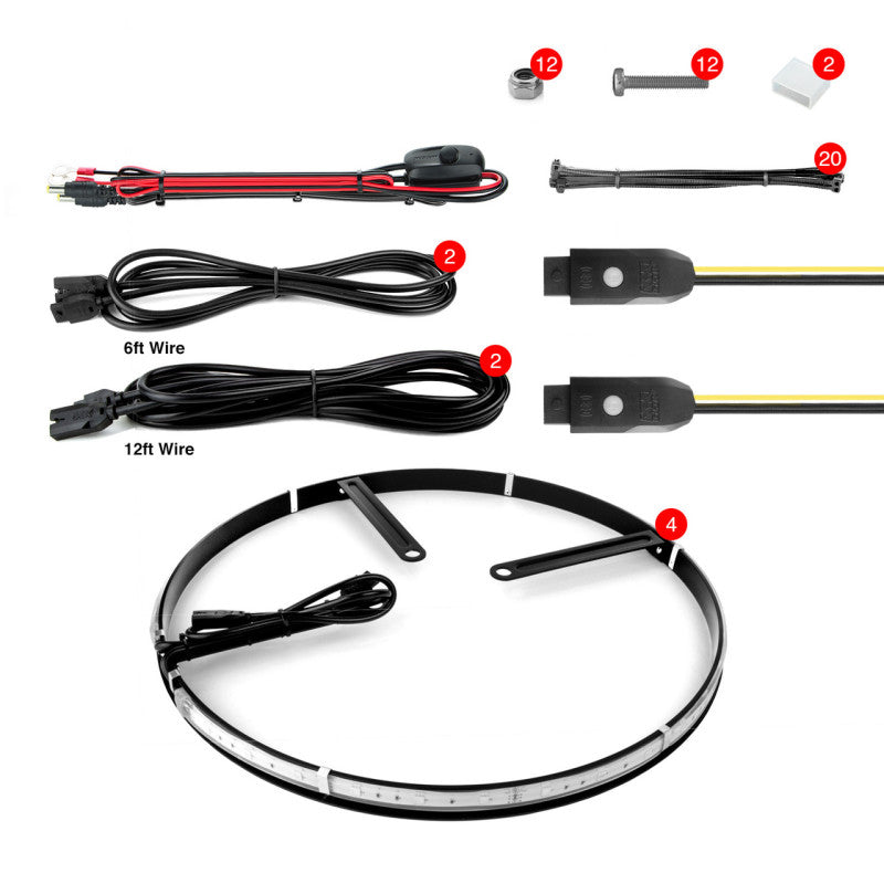 Load image into Gallery viewer, XK Glow Wheel Ring Light Kit XKchrome App controlled w/ Turn Signal Function 4pc 15In
